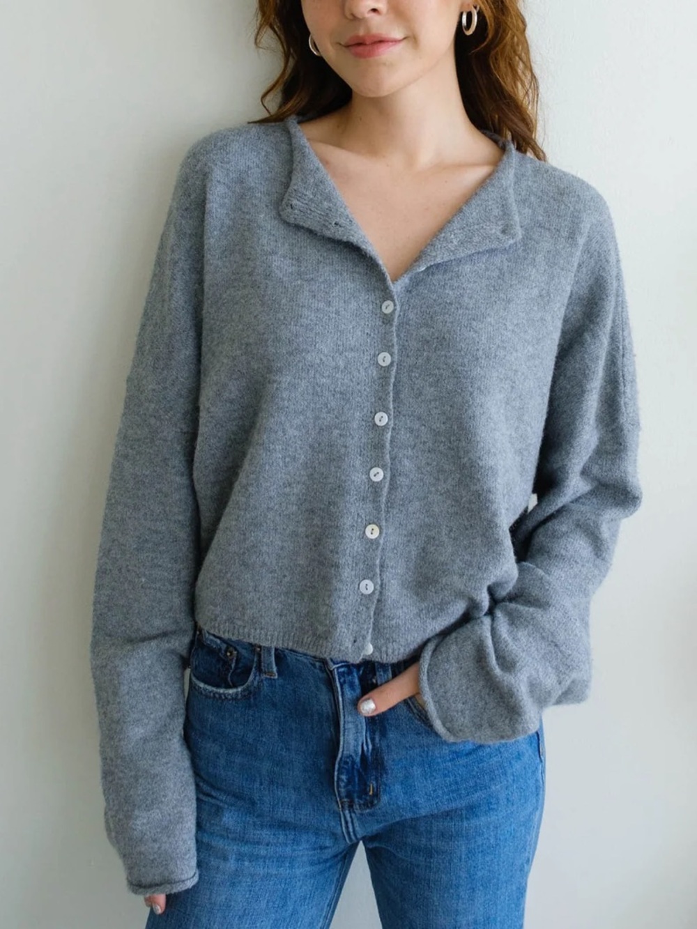 Heather Grey Piper Cardigan